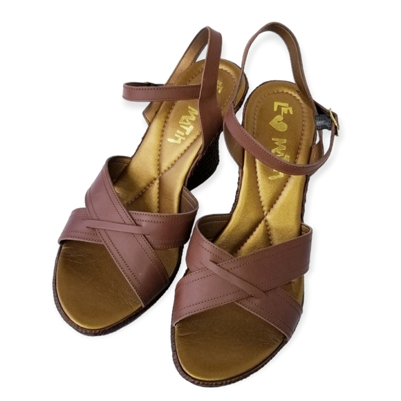 Le Matin Brown Genuine Leather Platform High Heel Sandals Woman's Size 10 - Picture 3 of 9